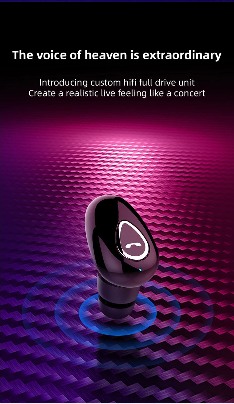 Mini invisible Bluetooth 5.0 earbuds by R.E.D. Shopping, wireless in-ear headphones with microphone and HiFi sound quality.