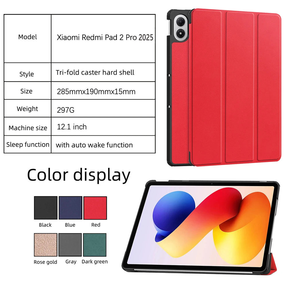 Smart Case for Xiaomi Redmi Pad 2 Pro 12.1" (2025) | Folding Flip Stand | Auto Sleep/Wake | Tablet Cover