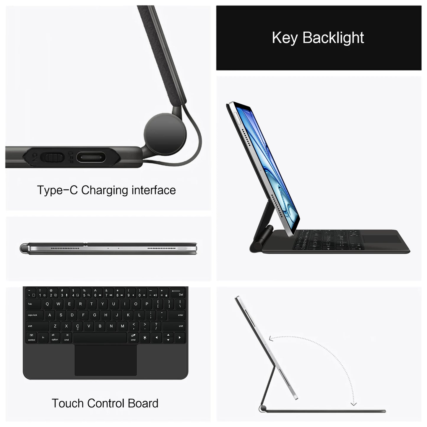 Backlit Magic Keyboard Case for iPad Air 11" M2/M3/M4 2024-2026 – Multi-touch, Smart Folio