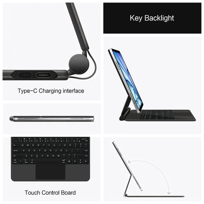 Backlit Magic Keyboard Case for iPad Air 11" M2/M3/M4 2024-2026 – Multi-touch, Smart Folio