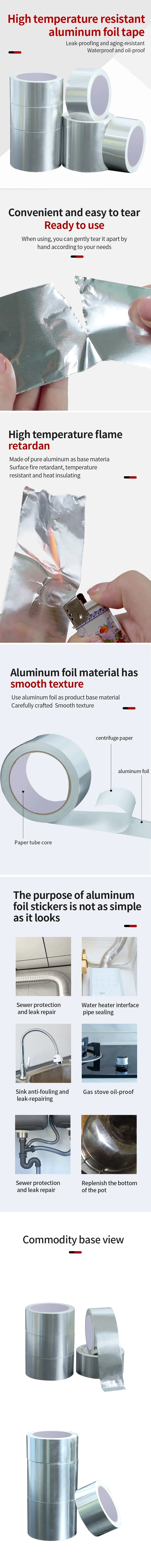 High-Temp Aluminum Foil Tape – Heat Insulation & Pipe Repair (3–5 Rolls)