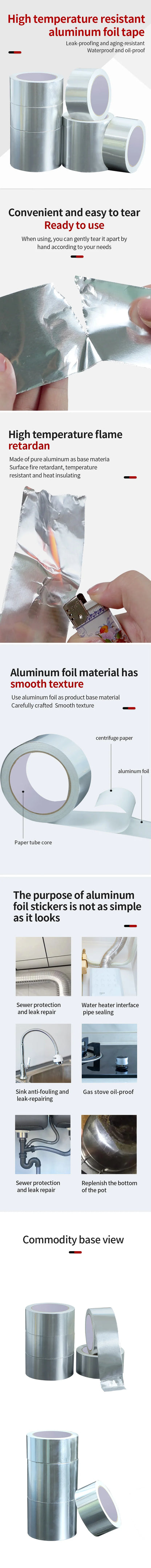 High-Temp Aluminum Foil Tape – Heat Insulation & Pipe Repair (3–5 Rolls)