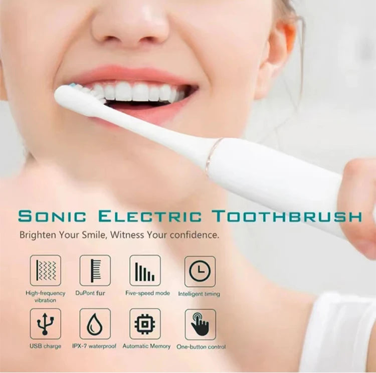 Electric Ultrasonic Toothbrush – 6 Modes, USB Rechargeable, Waterproof