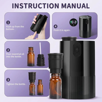 Portable Cordless Essential Oil Diffuser – USB Rechargeable, Car, Office & Home Use