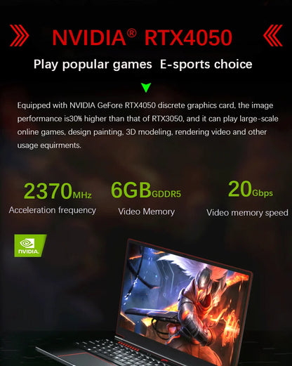 GPD 16.1" Gaming Laptop – NVIDIA RTX 4050 6G, Intel i9-13900H/i5-12450H, up to 32GB DDR5, 144Hz