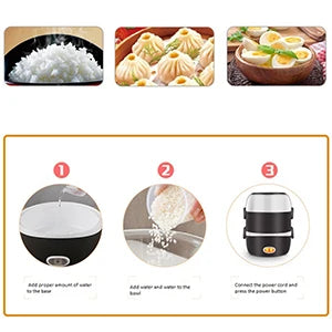 Electric Heating Lunch Box – 2L, 1-3 Layer, Portable Bento Box Rice Cooker, 200W Stainless Steel | 110V | US/EU/UK
