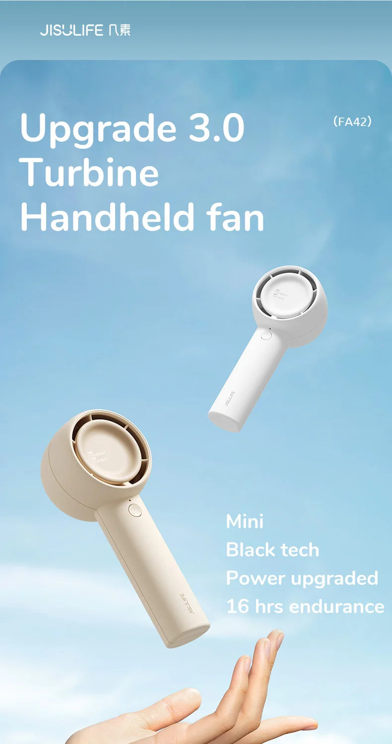 JISULIFE Mini Portable Bladeless Fan – Turbo Rechargeable Pocket Fan