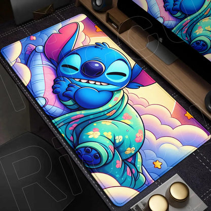 Cute Anime XXL Gaming Mouse Pad – Kawaii Stitch Design, Lock Edge, Non-Slip Rubber