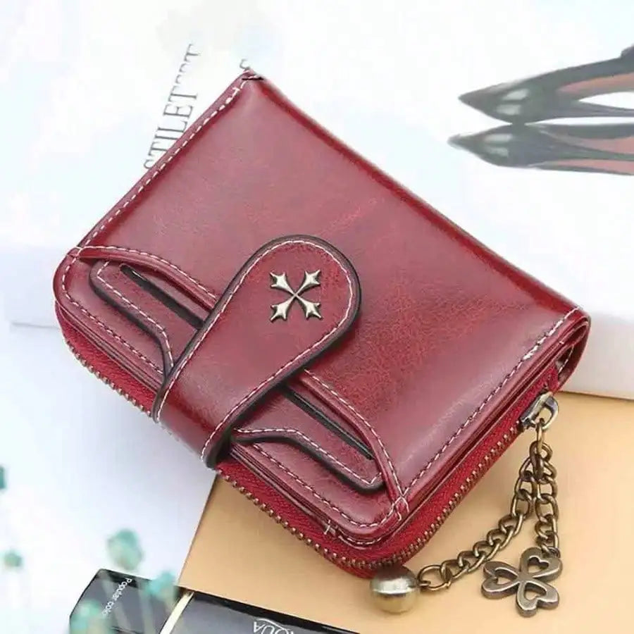 AEDG Retro Mini Leather Wallet with Zipper