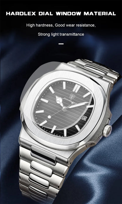 POEDAGAR Men's Luxury Sport Watch – Square Dial, Waterproof, Luminous, Date, Quartz