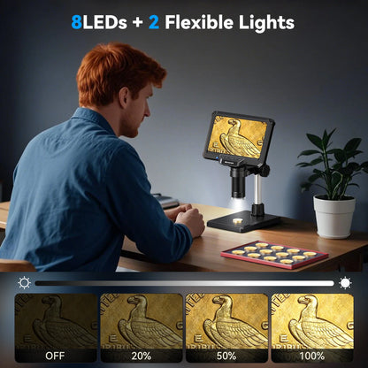 7" 1200X 16MP HD Electronic Digital Microscope – Camera for PCB, Phone & Coin Inspection