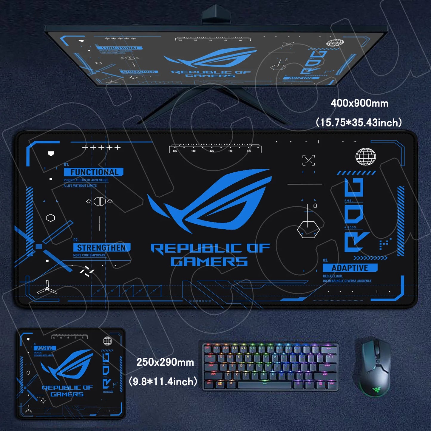 Black Anime XXL Gaming Mouse Pad – Lock Edge, HD Print, Anti-Slip Desk Mat, Multiple Sizes