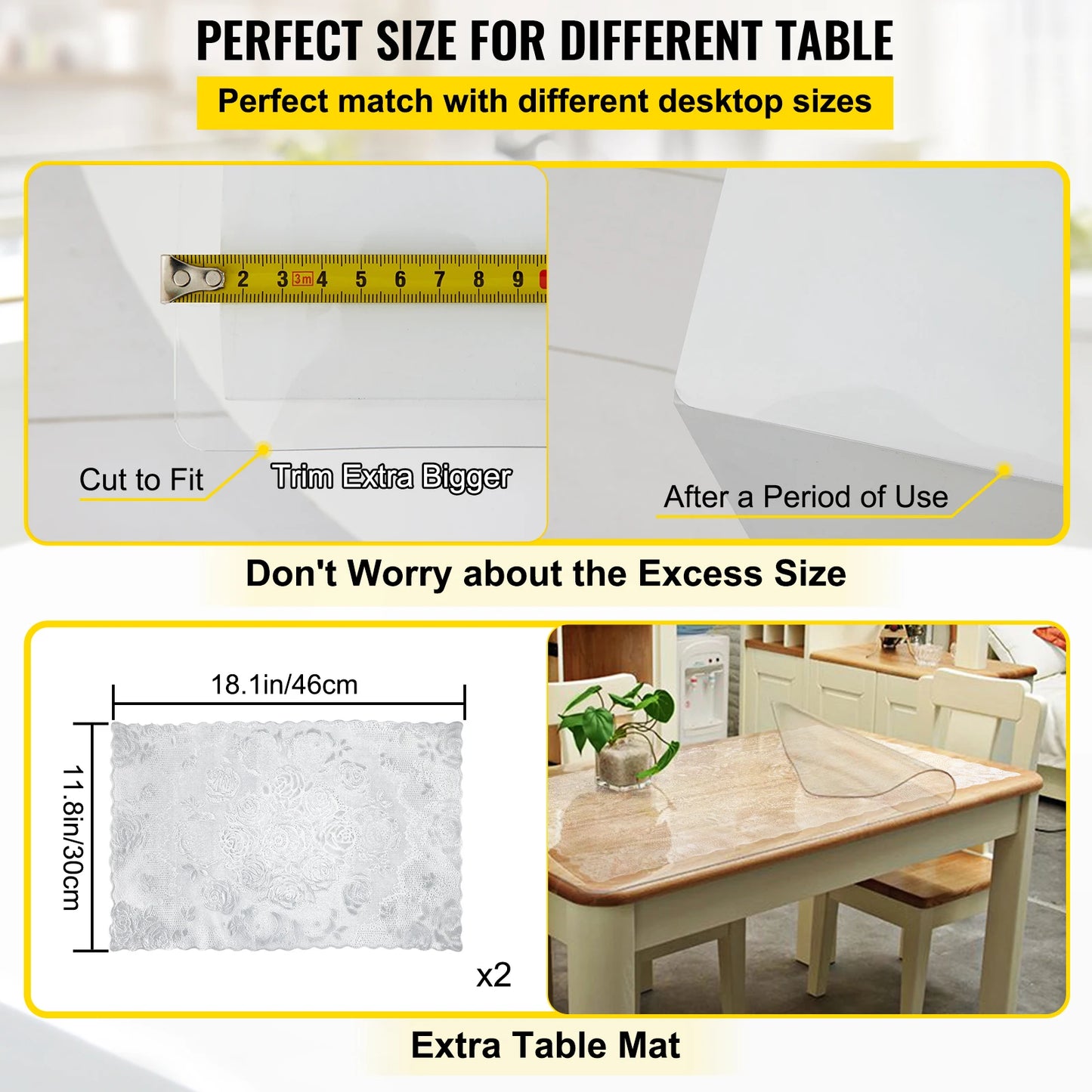 SucceBuy Transparent PVC Table Cloth – 1.5–2mm Soft Glass, Waterproof, Oilproof Desk Protector