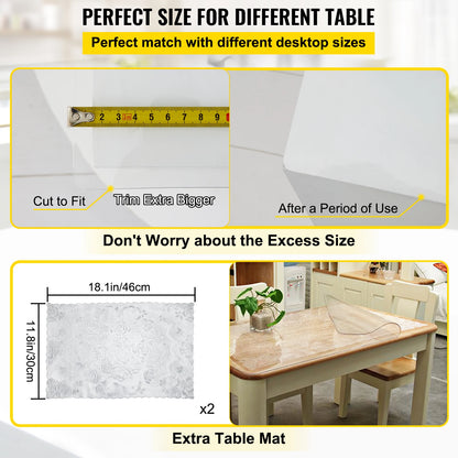SucceBuy Transparent PVC Table Cloth – 1.5–2mm Soft Glass, Waterproof, Oilproof Desk Protector