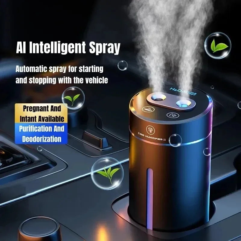 R.E.D. Shopping Zai Xiao 380ML double spray vehicle air humidifier with mood light, USB charging, compact essential oil diffuser for car.