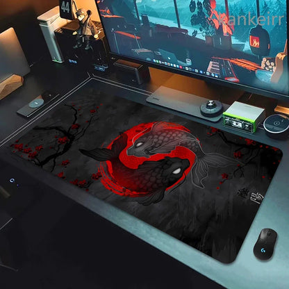 Koi Fish Taichi XXL Gaming Deskmat 90x40 – Natural Rubber, Anti-Slip, Smooth Surface
