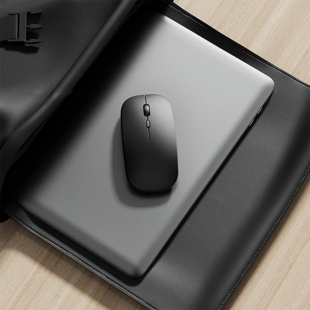 Wireless Bluetooth ergonomic mini mouse with optical sensor, silent buttons, and 2.4GHz connectivity for PC use.