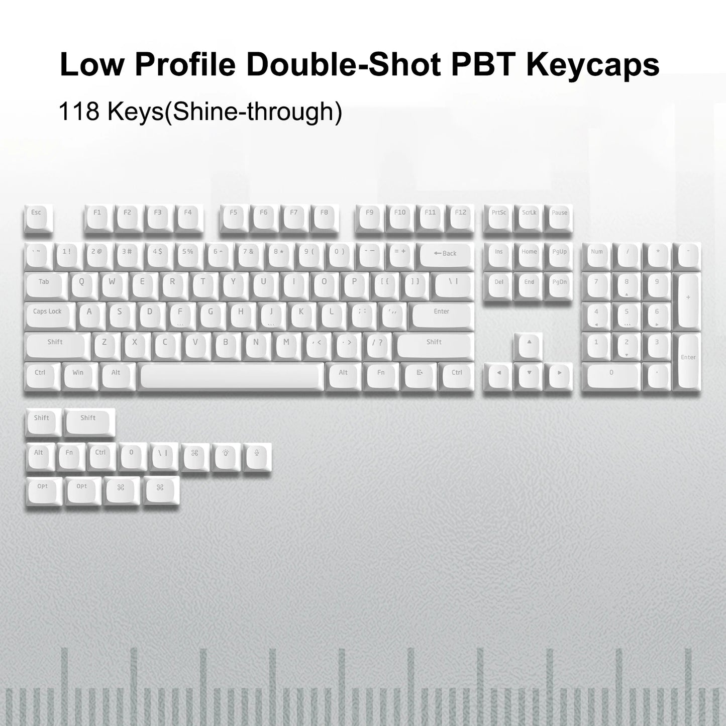 143 Key Low Profile PBT Keycaps – RGB Shine-Through, 60%/87/104, Cherry/Gateron MX