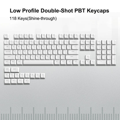 143 Key Low Profile PBT Keycaps – RGB Shine-Through, 60%/87/104, Cherry/Gateron MX