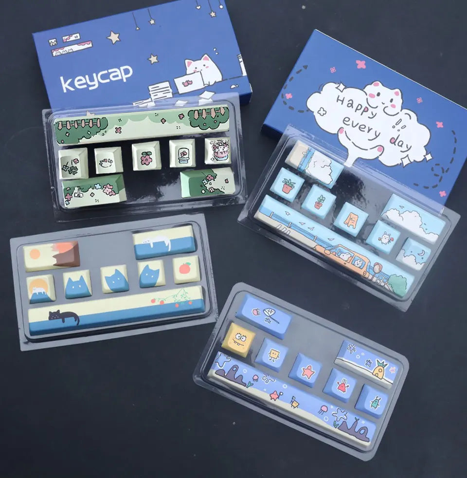 Cute Theme Keycaps 8-Piece Set – Cherry Profile, 5-Side Dye-Sub for Mechanical Keyboard