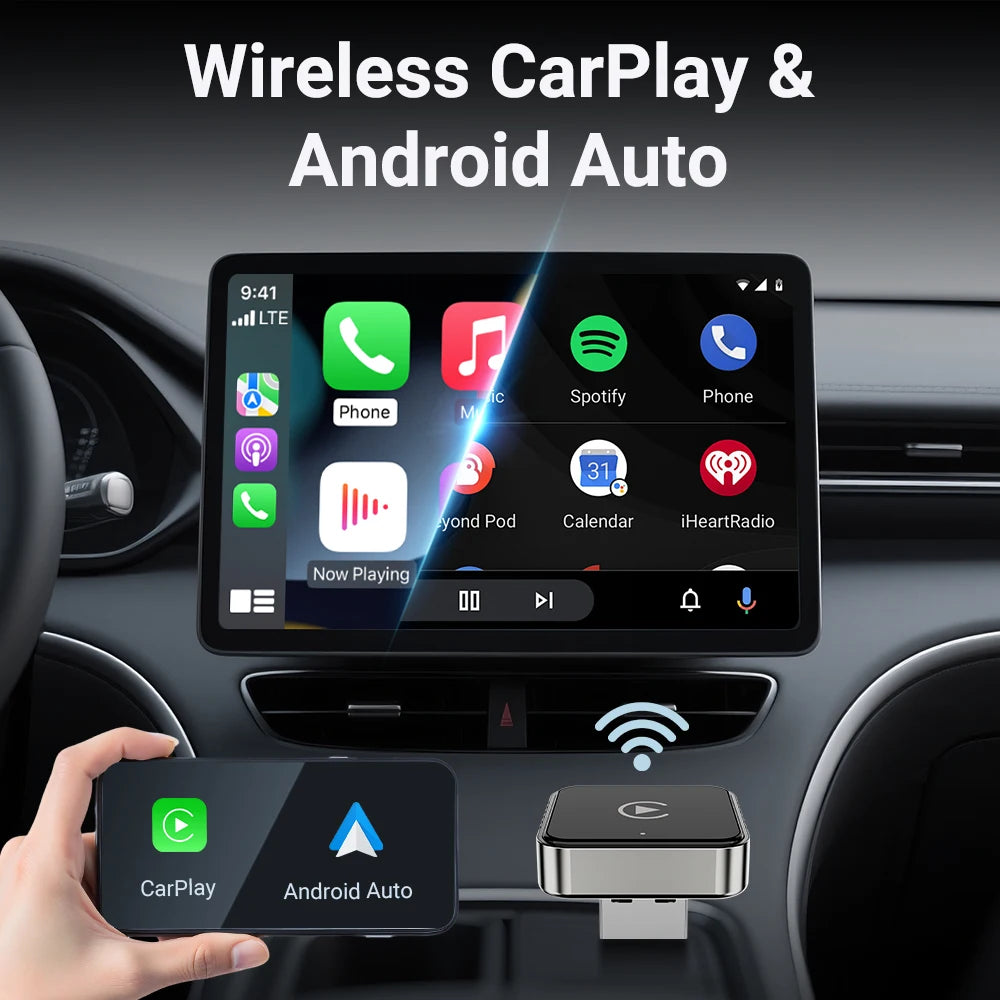 Wireless CarPlay & Android Auto Adapter 2026 | Plug & Play, Stable BT+WiFi, OTA Updates, 99% Car Compatible