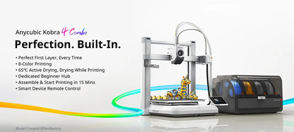 ANYCUBIC Kobra 4 Combo 3D Printer – 8-Color, 600mm/s, ACE 2 Pro