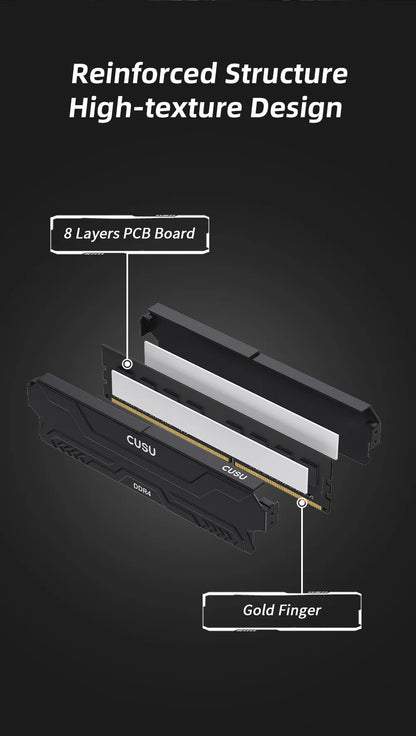 CUSU DDR4 Desktop RAM – 8GB / 16GB, 3200/3600MHz, XMP 2.0, Heatsink