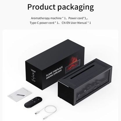 Fireplace Aroma Diffuser & Air Humidifier — Colorful Flame Effect, Timer, Remote Control, Home & Office
