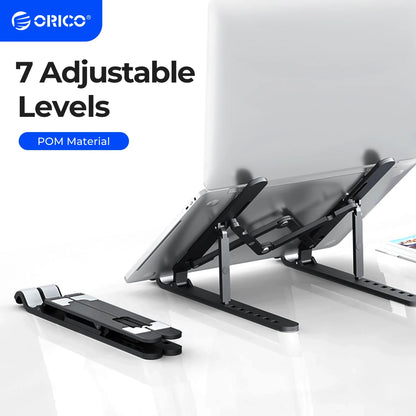 ORICO Foldable Laptop Stand – 7-Angle Adjustable 15°-45°, Carbon Steel, for MacBook & Tablets