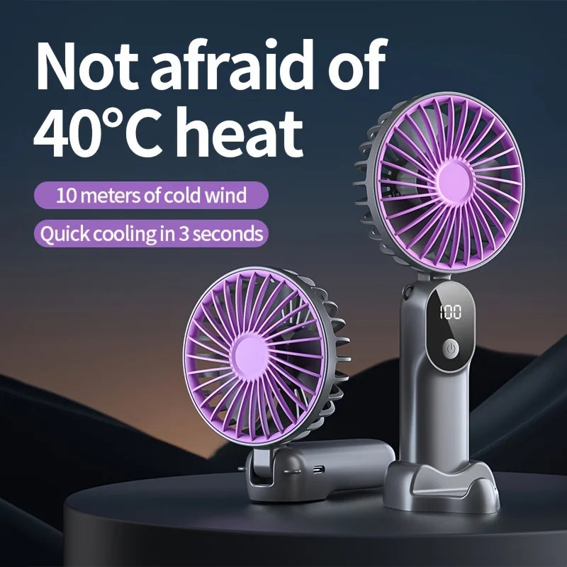 Mini Portable USB Fan 2026 – 6-Speed Foldable 3-in-1 with Digital Display