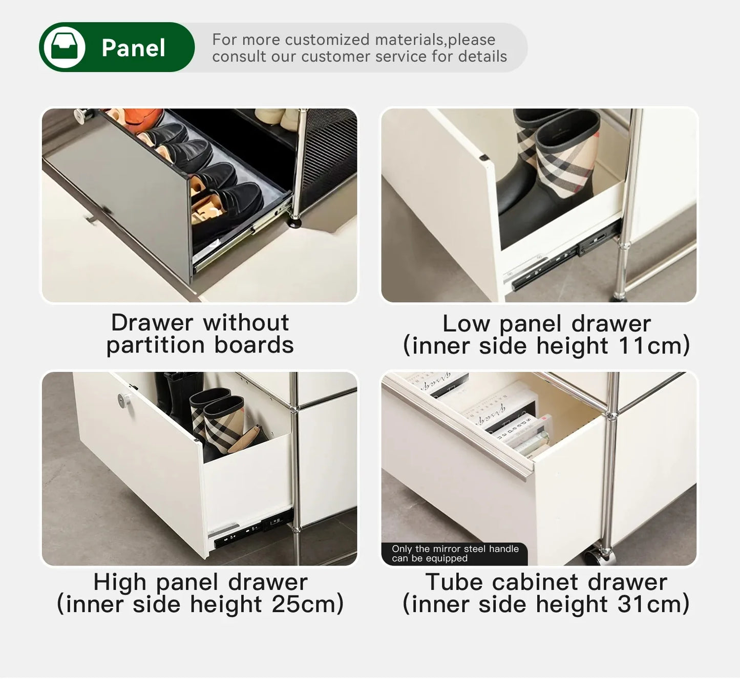 Stainless steel metal nightstands with storage cabinets, modern bedroom furniture from R.E.D. Shopping, ideal for living room or bedroom.