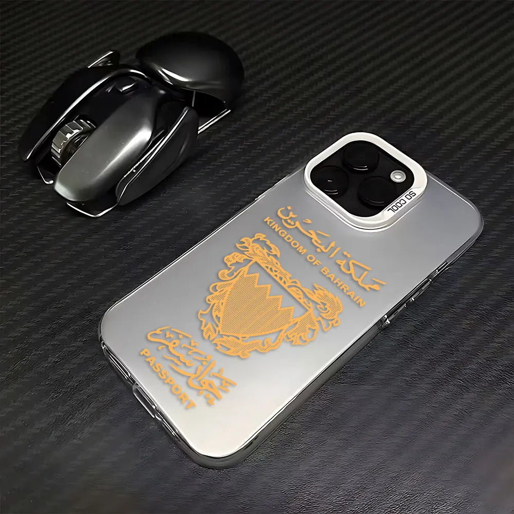 Bahrain Passport iPhone case by R.E.D. Shopping, matte anti-fall protective cover for mobile phones, with passport design.