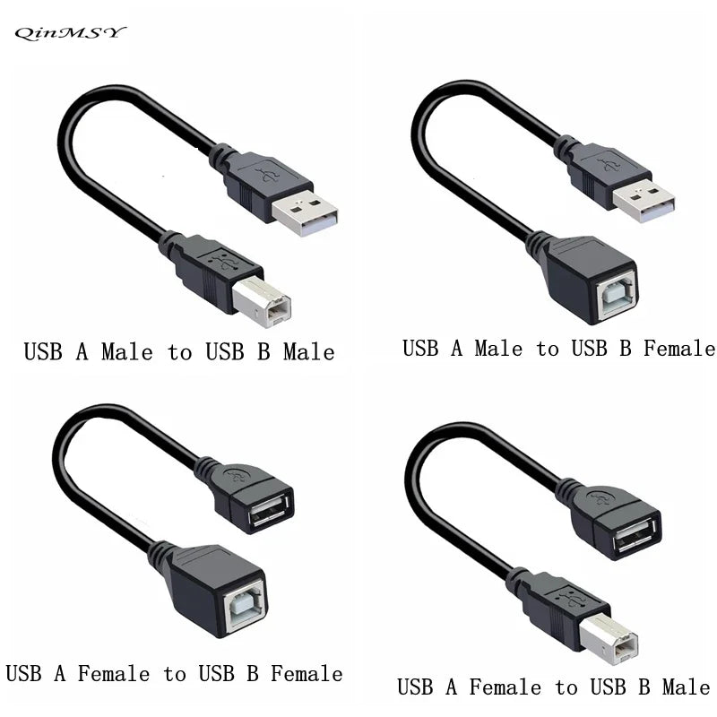 USB 2.0 Type-A female to USB-B male printer cable adapter by R.E.D. Shopping, showing the cable connectors on a white background.
