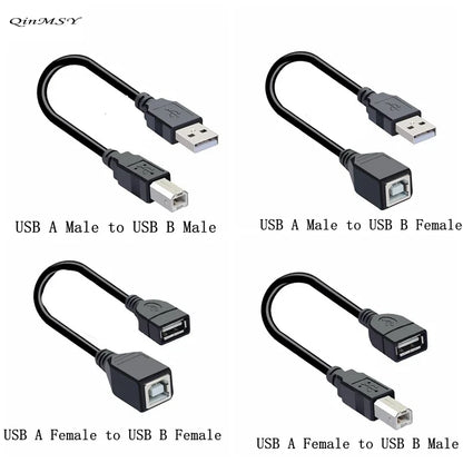 USB 2.0 Type-A female to USB-B male printer cable adapter by R.E.D. Shopping, showing the cable connectors on a white background.