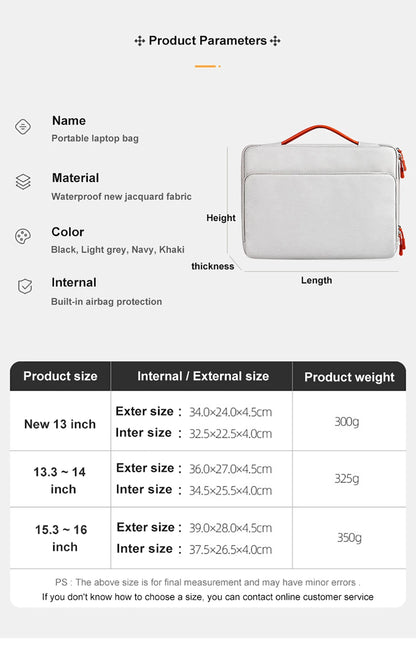 Universal Laptop Bag Sleeve 12"-16" — MacBook Air M4 Pro M5, Dell, HP, Lenovo, Xiaomi