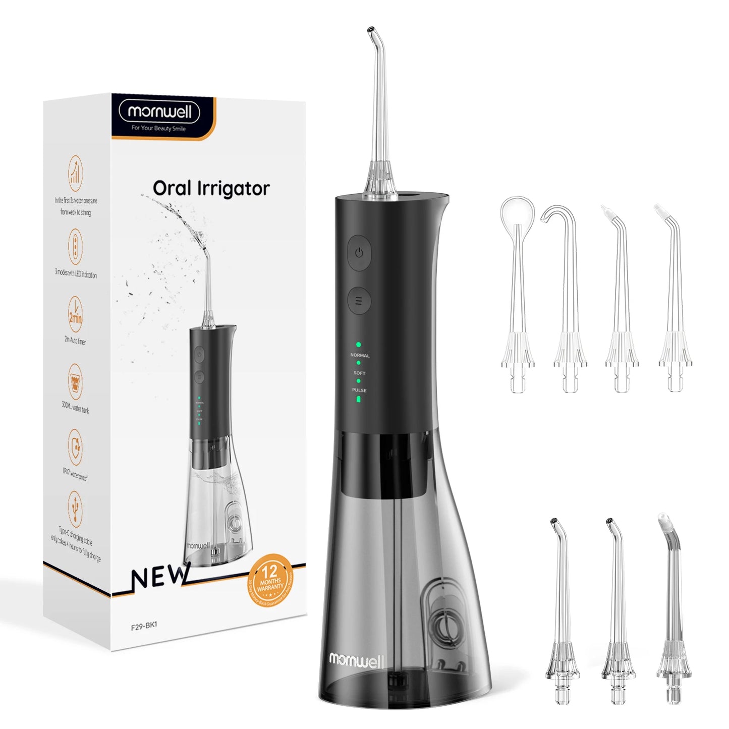 Electric Water Flosser Rechargeable | 300ml | IPX7 Waterproof | Home & Travel