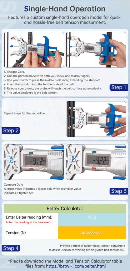 BIGTREETECH Digital Belt Tension Tool – Electronic Tensiometer for Voron, VZBOT, LDO