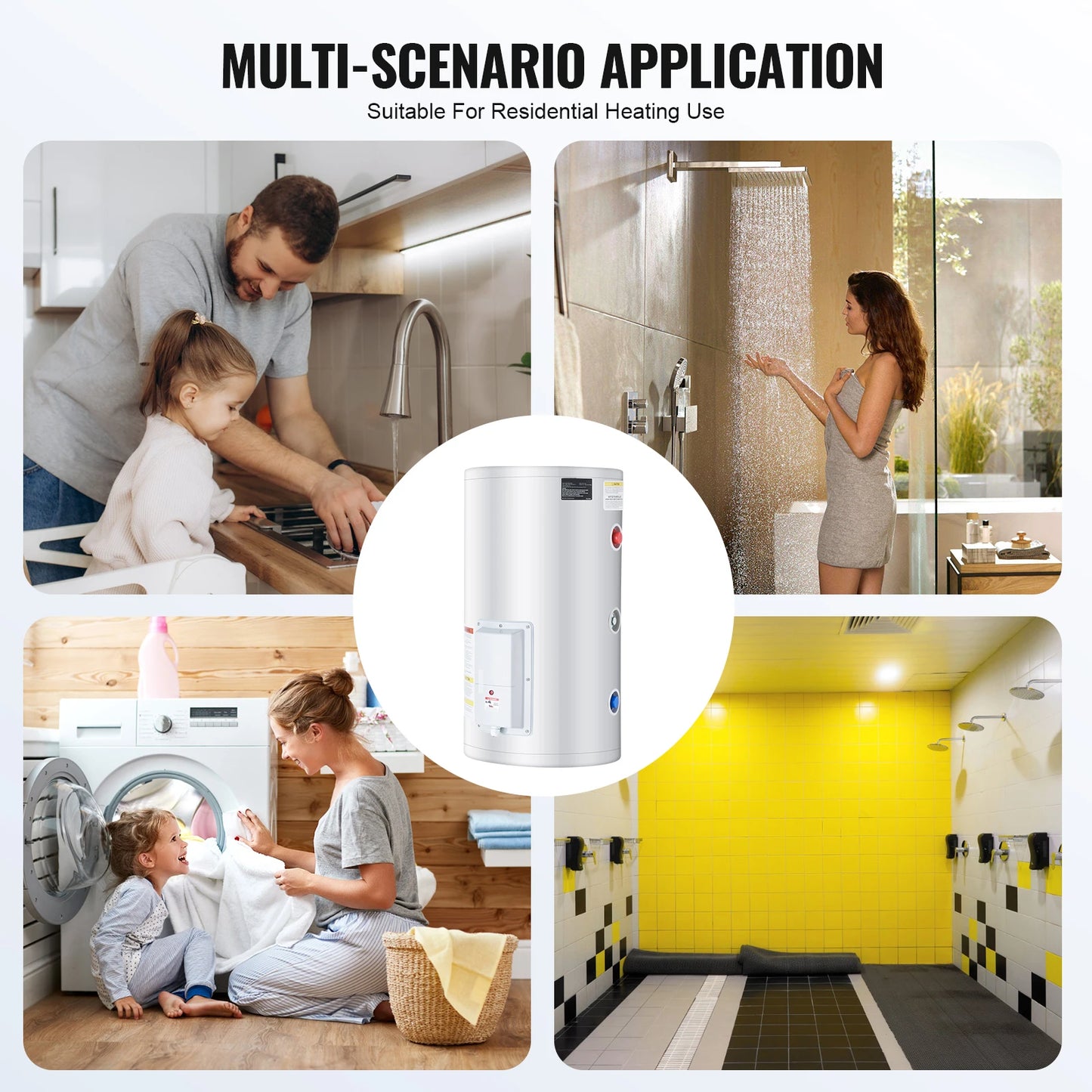 SucceBuy Electric Water Heater 40/70L – LED Display & IPX4 Waterproof