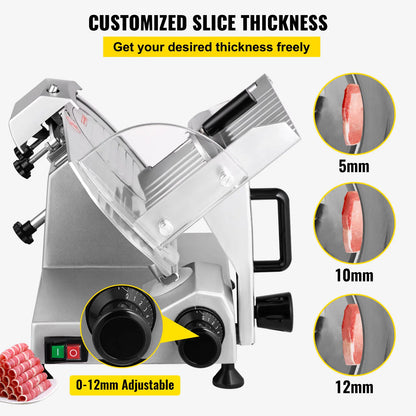 SucceBuy Electric Meat Slicer – 8"/10" Carbon Steel Blade, Adjustable Thickness