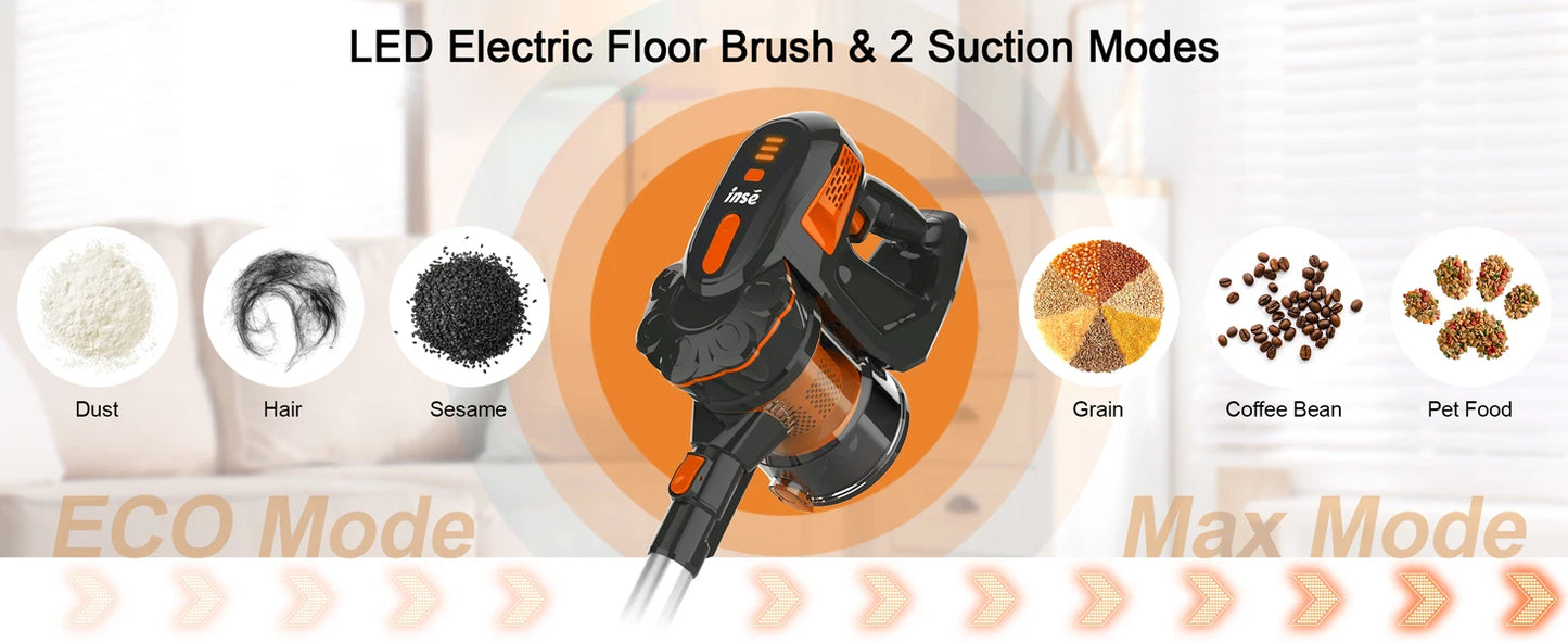 INSE V770 Cordless Stick Vacuum Cleaner – 25kPa, 235W, 6-in-1, 40min Battery