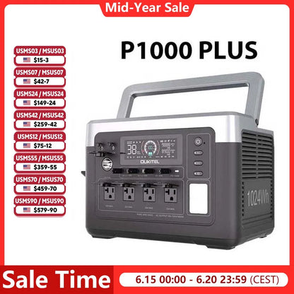 OUKITEL P1000 PLUS Portable Power Station 1800W | 1024Wh LiFePO4 | App Control