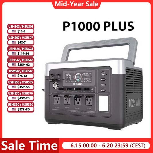 OUKITEL P1000 PLUS Portable Power Station 1800W | 1024Wh LiFePO4 | App Control