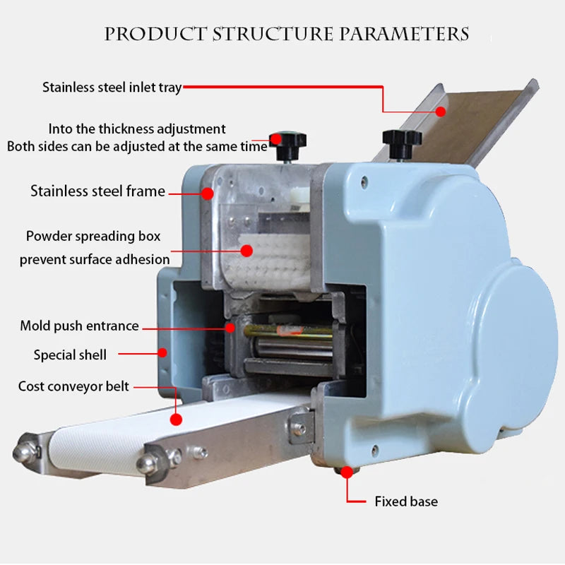 Electric Dumpling Wrapper Machine – 110V/220V, Round & Square Wonton Skin Maker, Commercial