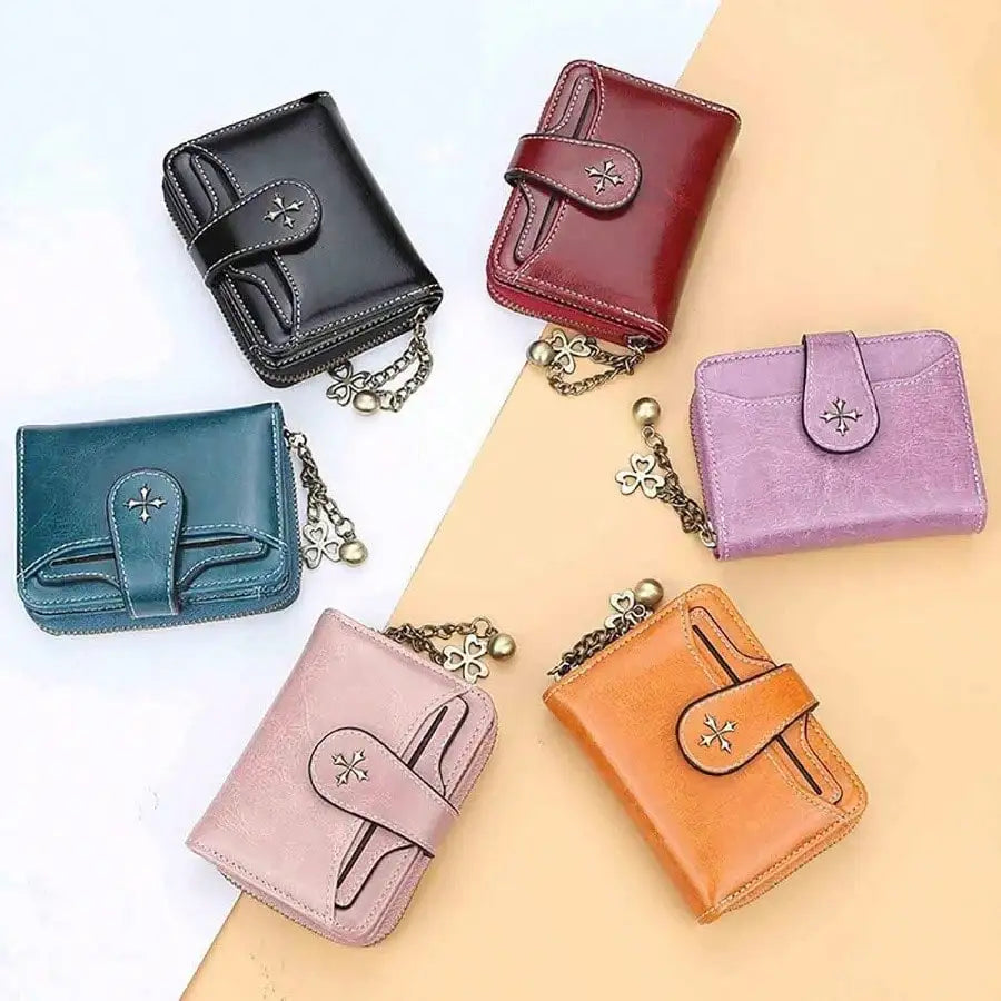 AEDG Retro Mini Leather Wallet with Zipper