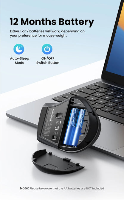 UGREEN Hyper-Fast Scroll Wireless Mouse – BT5.4 & 2.4G, 5000 DPI, Ergonomic for MacBook & PC