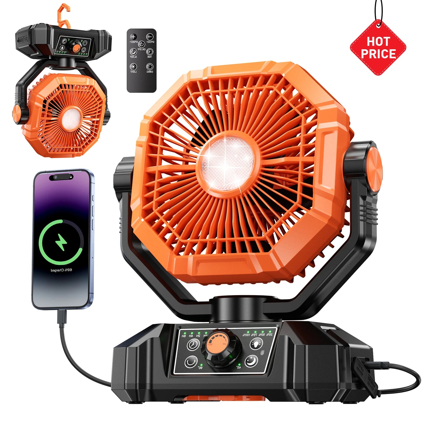 coldSky 20000mAh Camping Fan with LED Lantern – 8 Speed Portable Outdoor Fan