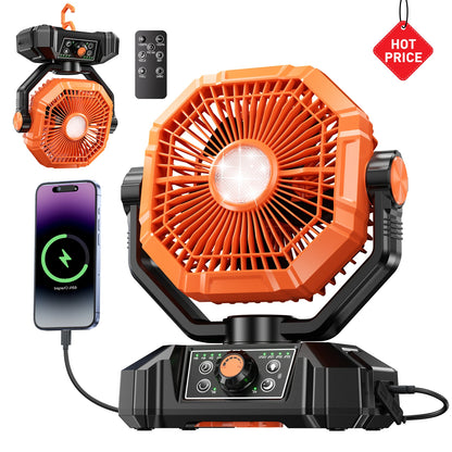 coldSky Camping Fan 20000mAh – LED Lantern, 8 Speed, Portable Outdoor Desk Fan