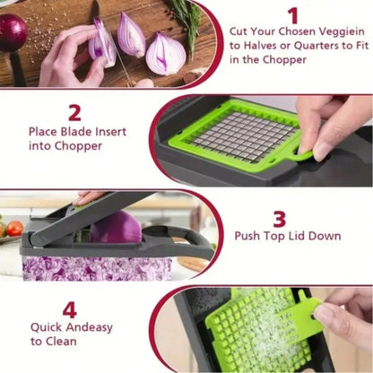 Safe Hand Guard Vegetable & Fruit Cutter | Stainless Steel Slicer 33x12cm