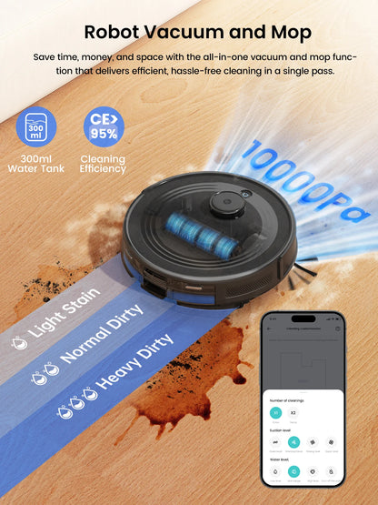 Lefant M2S Pro Robot Vacuum Cleaner – 10,000Pa, 240 Min, DTOF Laser Navigation, Auto-Empty, Ideal for Pet Hair