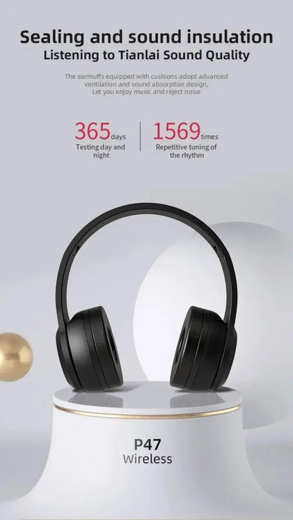 Wireless Bluetooth 5.0 foldable headset with head-mounted design, includes TF card slot, wired option, by R.E.D. Shopping